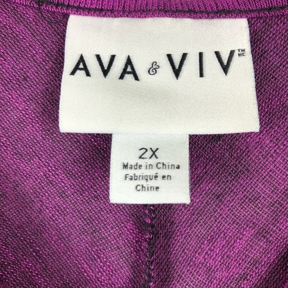 Ava & Viv Mesh Dolman Sleeve Knit Top Purple 2X - Picture 5 of 7